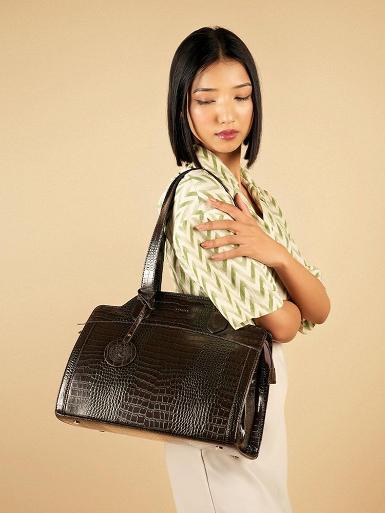 Theater Women Corbusier Croco Brown Tote Bag-image-29