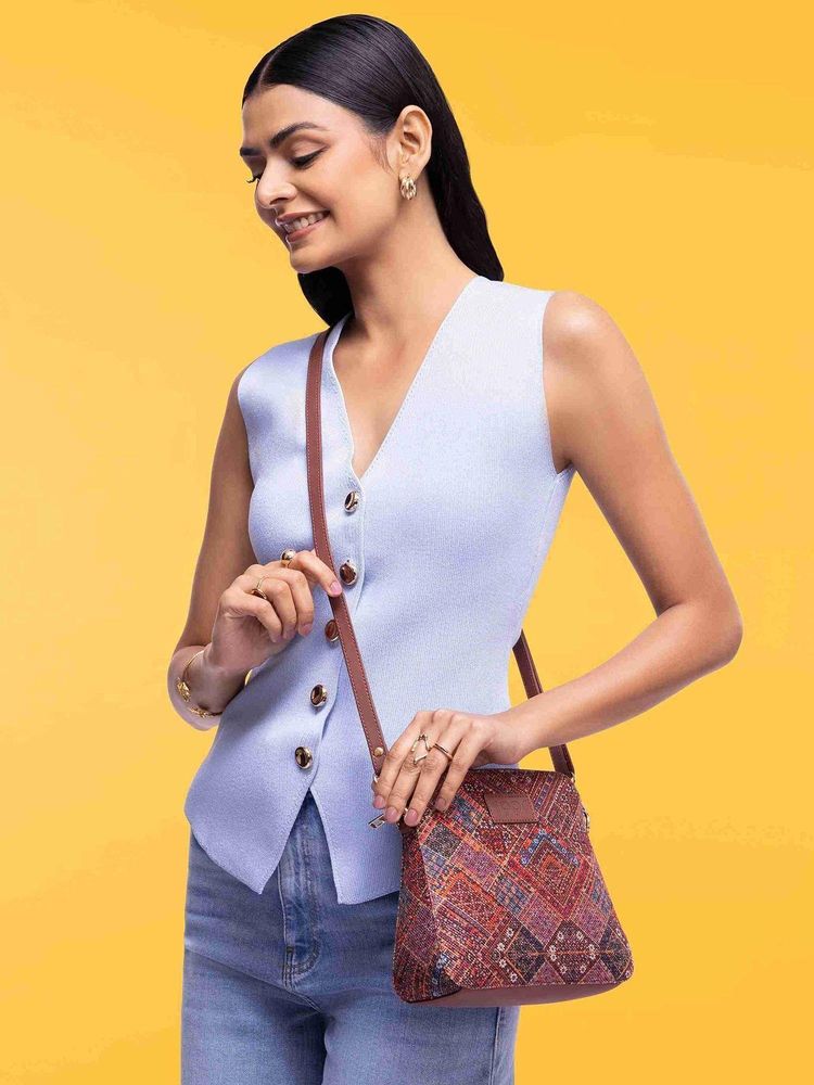 Zouk Women Multi-Color Regular Sling Bag with Detachable Strap-image-46