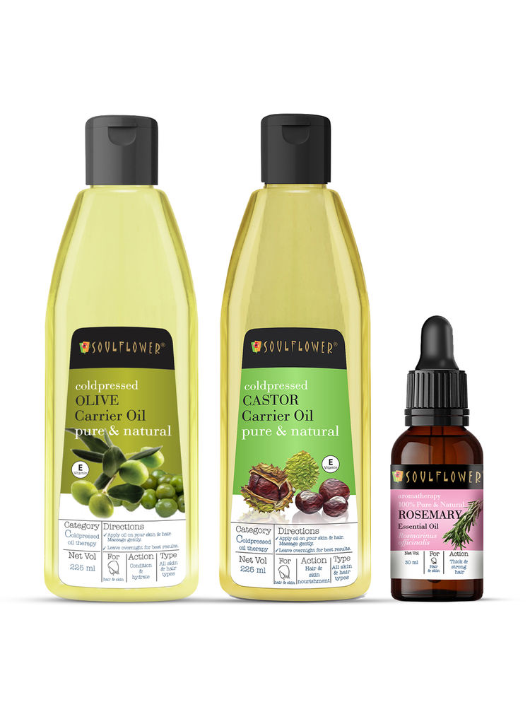 Soulflower Olive Carrier Oil Castor Oil & Rosemary Essential Oil