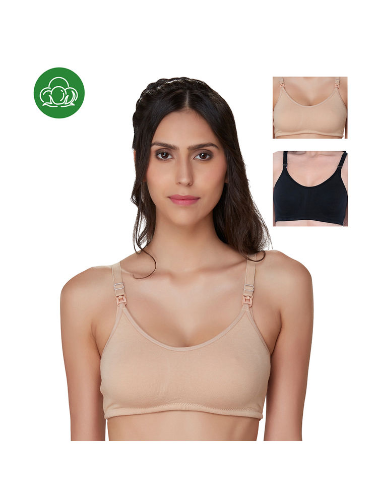 Inner Sense Organic Cotton Antimicrobial Nursing Bra Pack of 3 - Multi-Color-picture-28