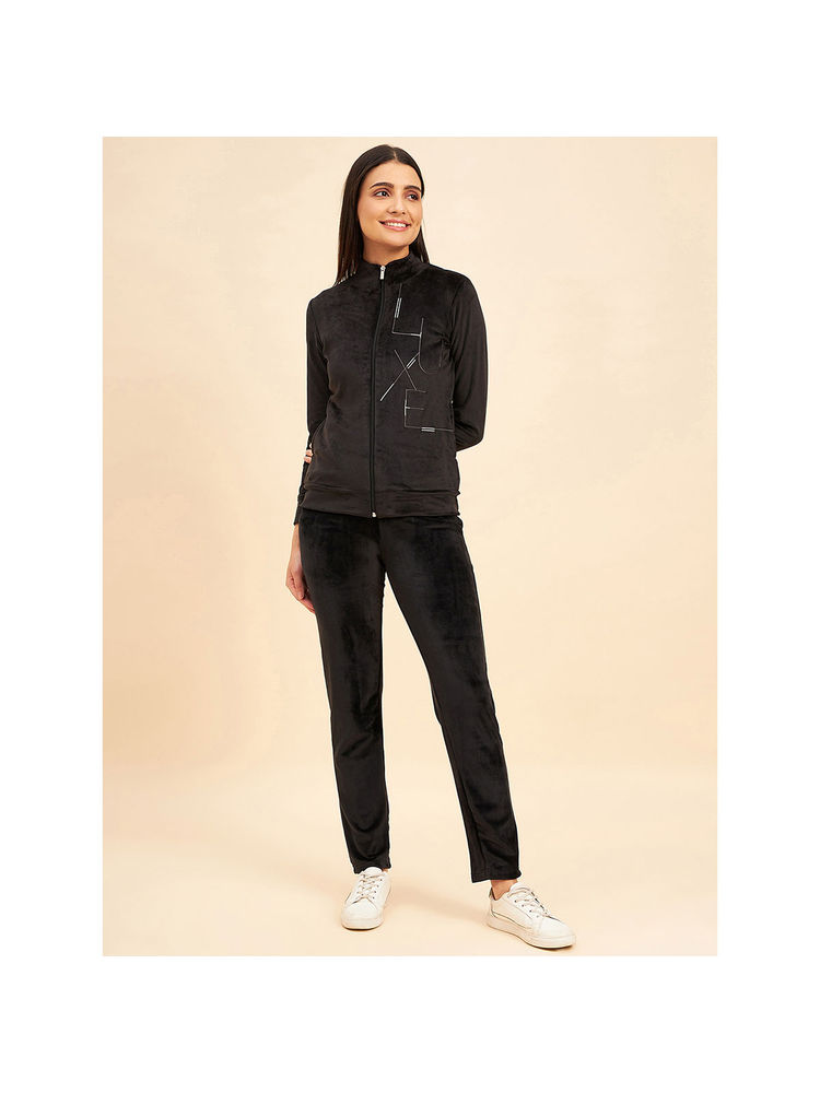 Sweet Dreams Women Solid Black Jacket & Pyjama (Set of 2)-picture-26