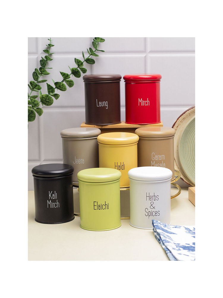 Voncasa Spice Jar 8 Pcs Set Metal Storage Box Container Bpa Free 300 ml Each-image-6