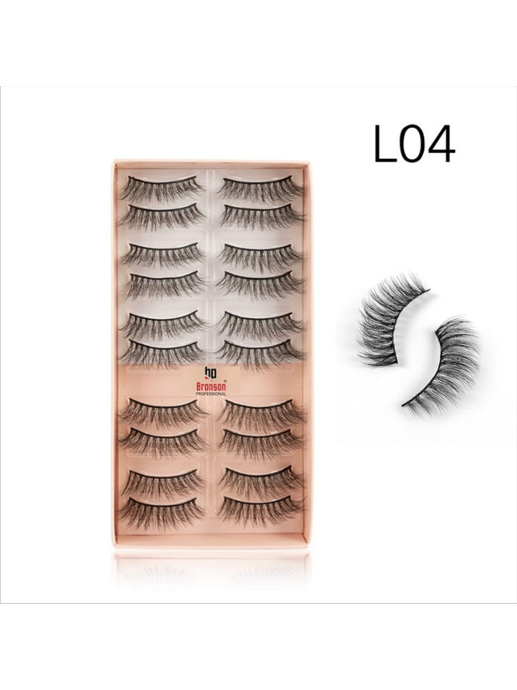 Bronson Professional Eyelash Set 3D False Long And Natural Eye Makeup 10 Pairs - L04