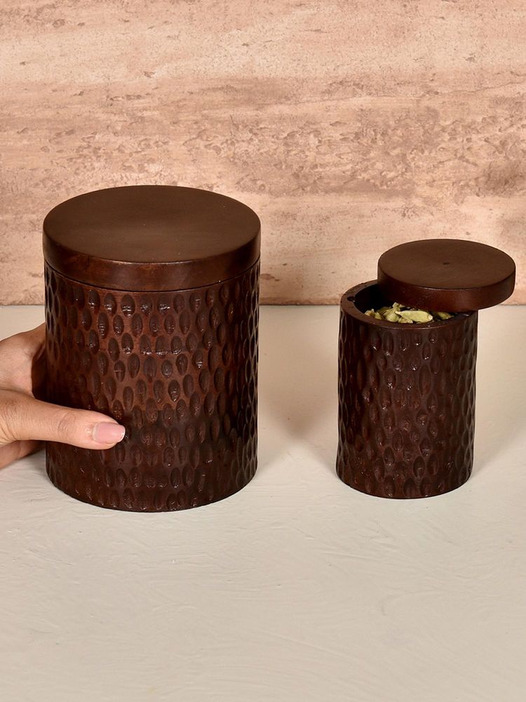 Living With Elan Dabbahs and Days Round Wooden Storage Containers for Spices with Spoon Set Of 2-image-25