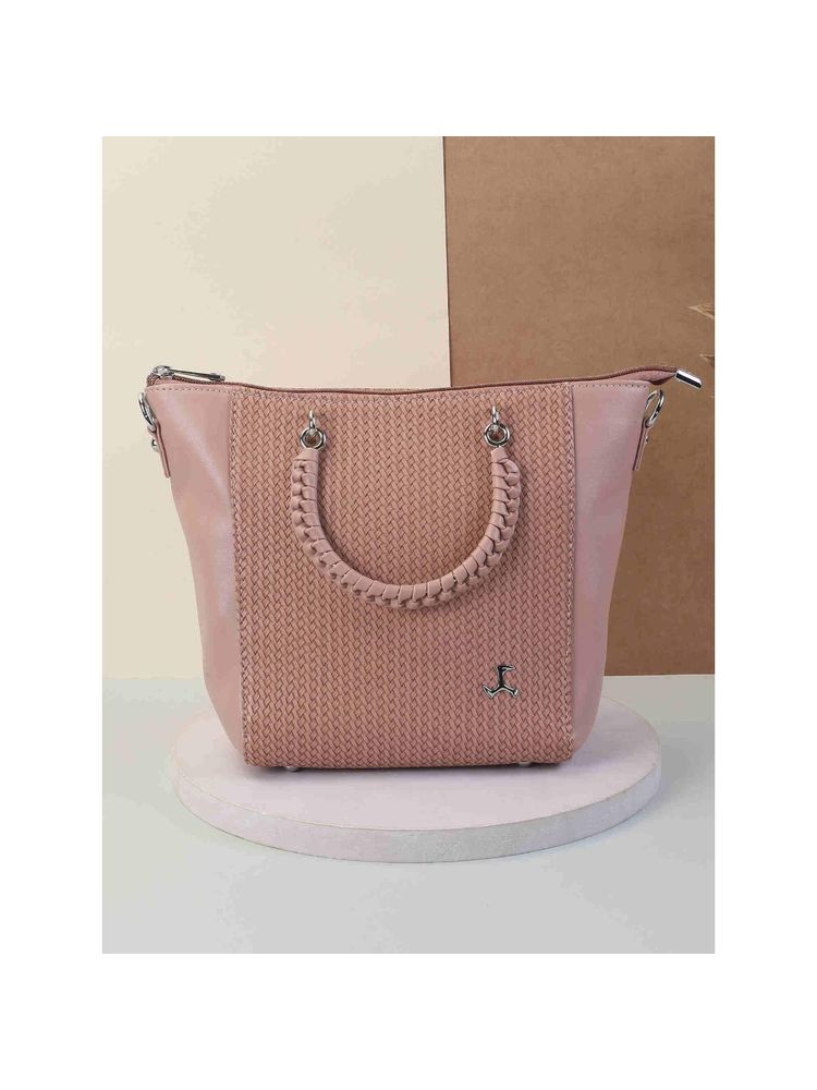 Mochi Women Pink Faux Leather Premium Logo Multi Pocket Tote Bag-image-33