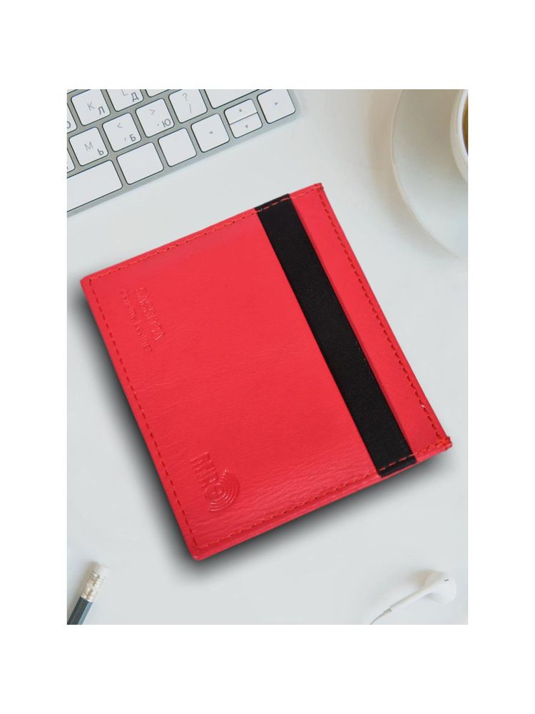 Sassora Red Premium Leather Unisex Slim RFID Card Holder (M)-picture-17