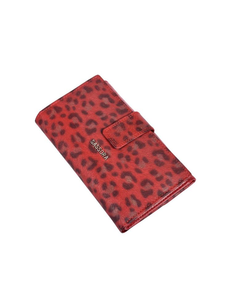 Sassora Red Premium Leather Women RFID Purse Wallet (L)-picture-28