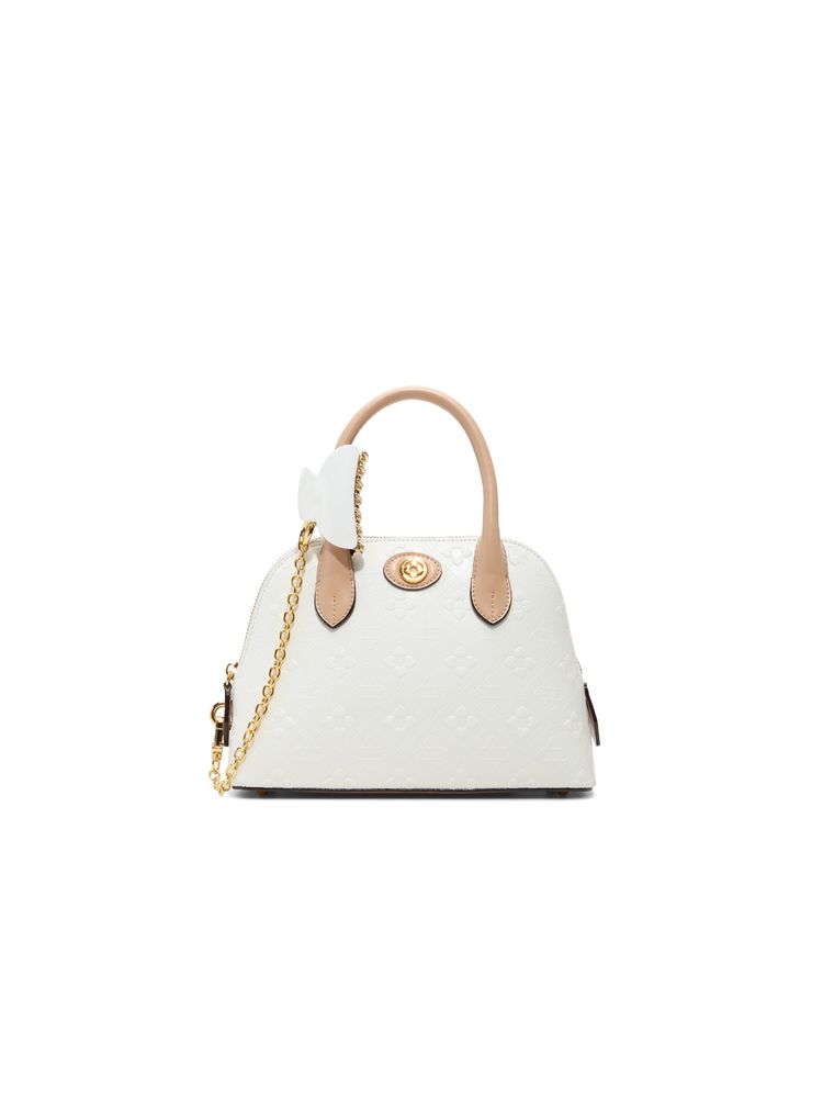 Aldo Eloisie White Womens Satchel Bag with Detachable Strap and Chain, Hair Clip-picture-25