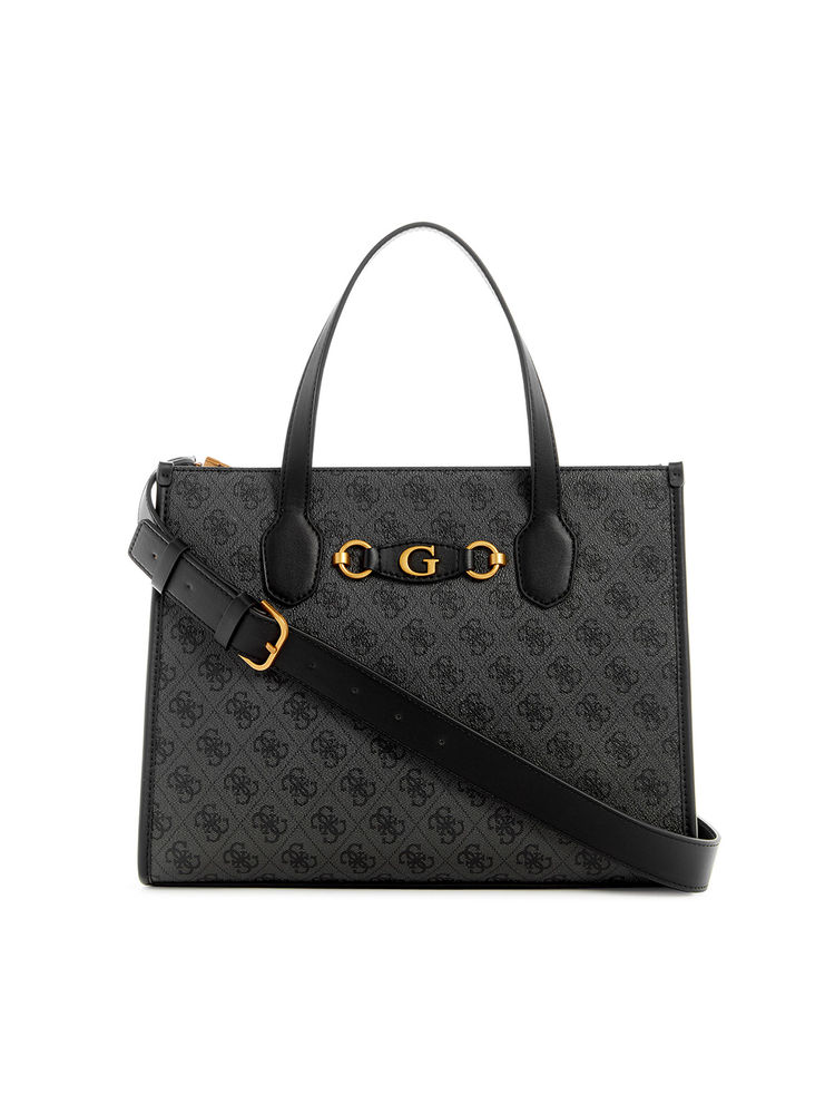 Guess Women Grey Printed Hand Bag With Zip Closure