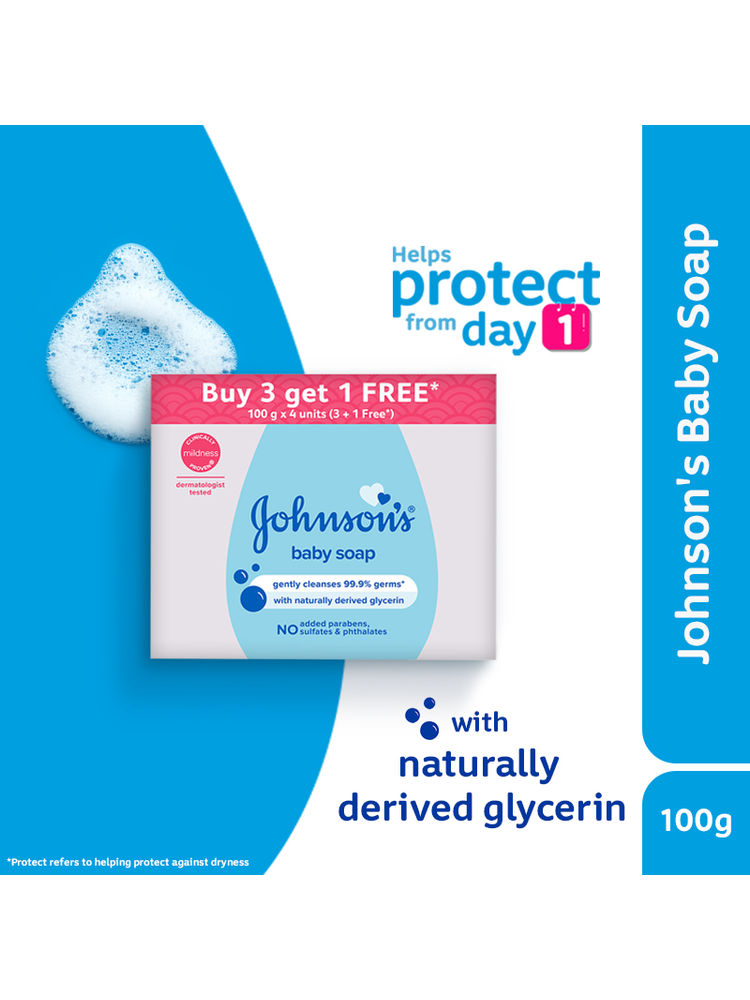 Johnson's Baby Soap Buy 3 Get 1 Free (100gm each)