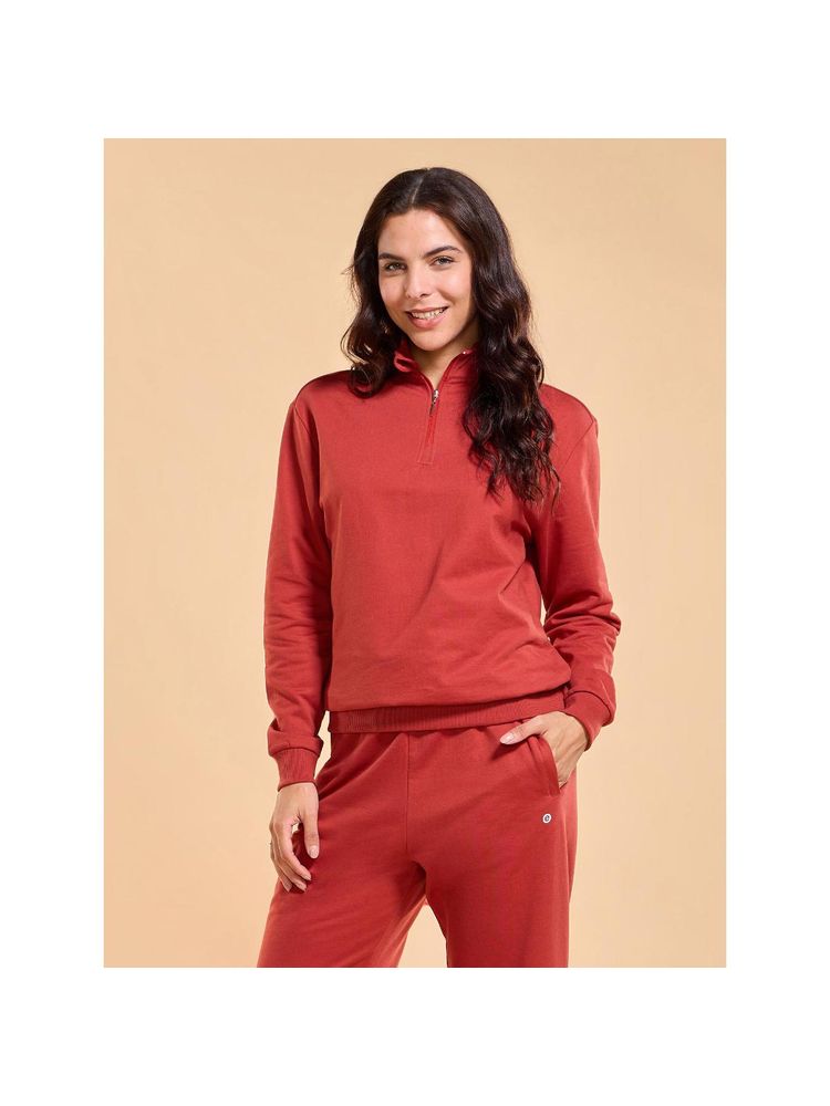 Enamor Full Sleeve High Neck Regular Length Half Zipper Sweatshirt For Women - Relaxed Fit - E904-picture-18