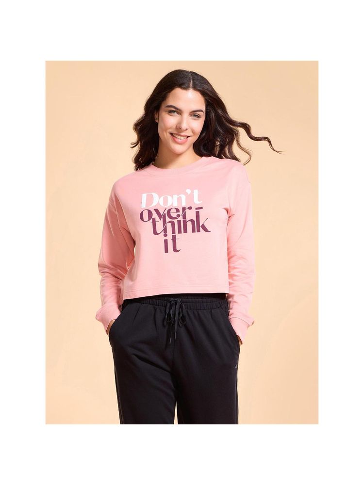 Enamor Round Neck Crop length Full Sleeve Pull On Cotton Sweatshirt For Women - Oversized - E9G2-image-6