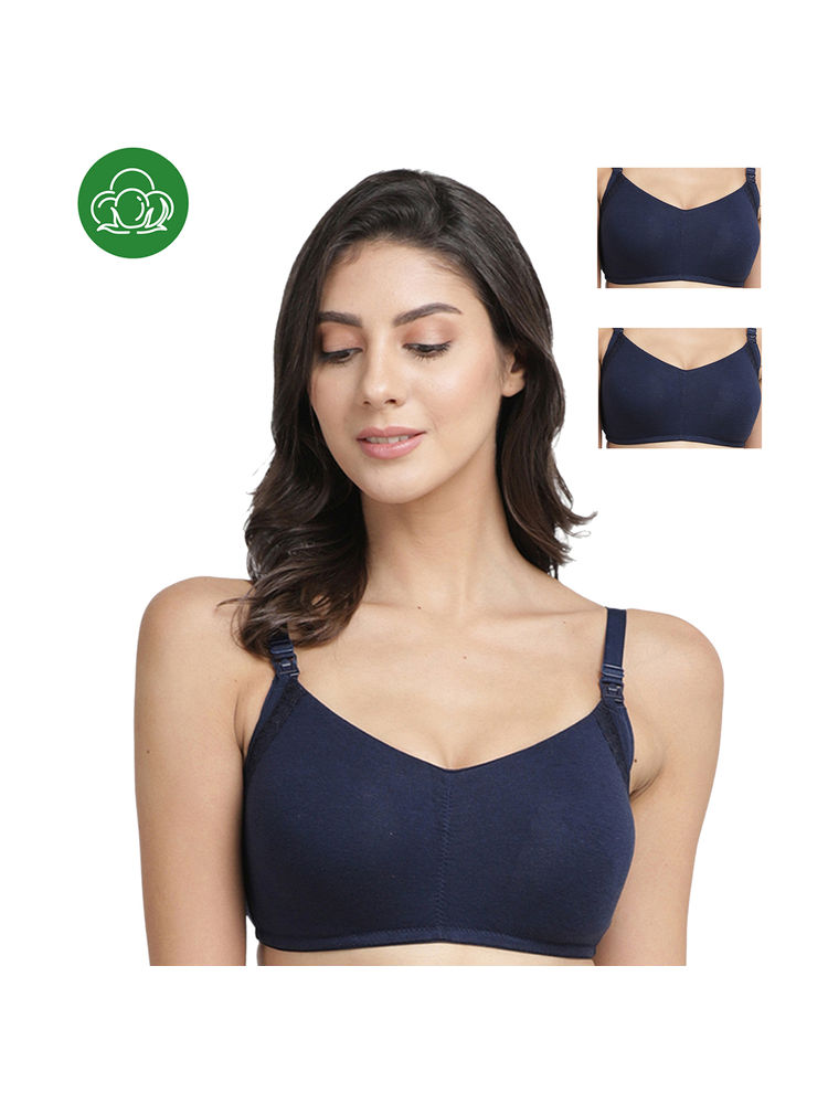 Inner Sense Organic Antimicrobial Soft Feeding Bra with Removable Pads Pack of 3 - Blue-picture-25