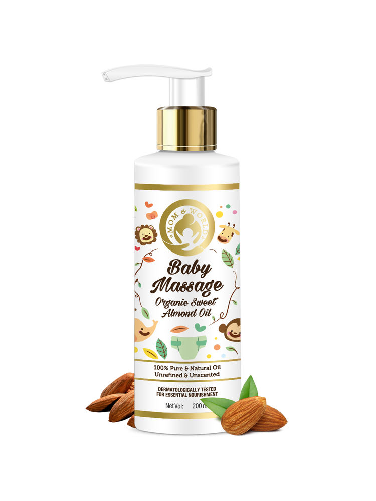 Mom & World Baby Massage Pure Organic Sweet Almond Oil Cold Pressed