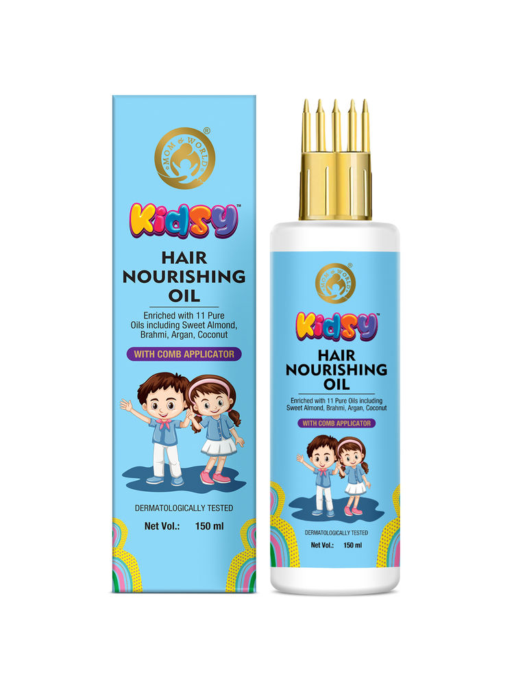 Mom & World Kidsy Hair Nourishing Oil With Comb Applicator For Kids - Dermatologically Tested