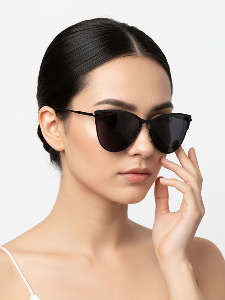 HASHTAG EYEWEAR Black UV Protection Cat Eye Full Rim Casual Women Sunglass - B80-681-black (41)-picture-1