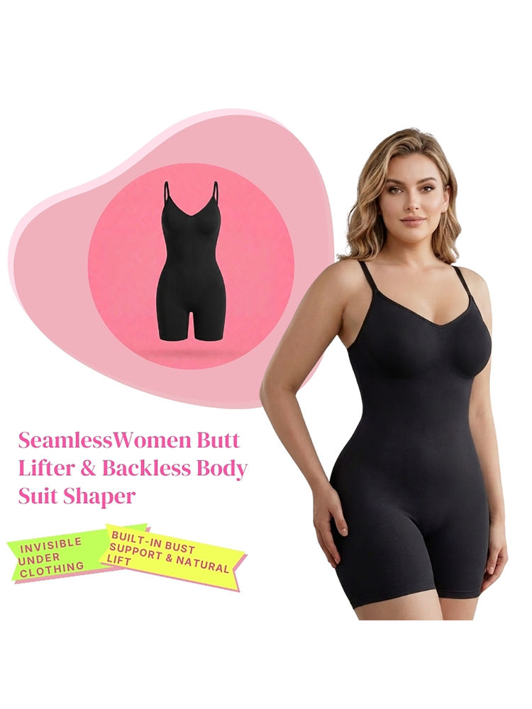 Rheal Curve Black Solid Nylon/Spandex Regular Fit Body Shaper-picture-21