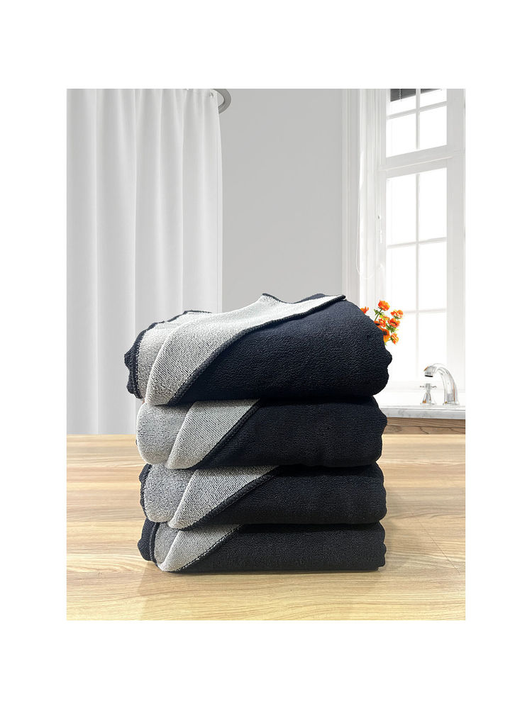 LABHAM Black Microfiber Reversible Bath Towel (Pack Of 2)-image-33