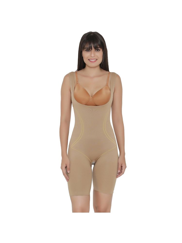 Clovia Laser Cut No Panty Lines High Compression Body Suit In Nude-image-23