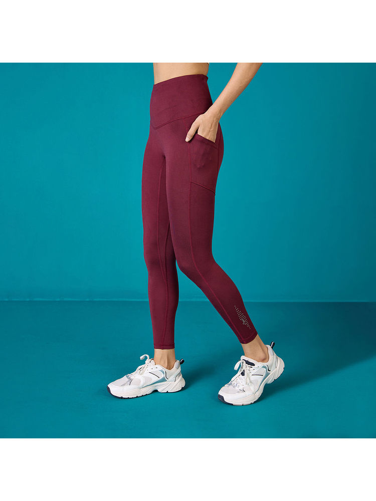 Nykd By Nykaa Cloud Soft & Flattering Full Length Leggings with Pockets-NYK260-Wine-picture-18