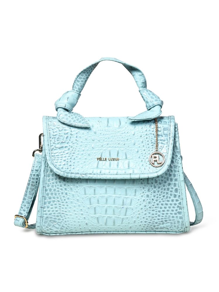 Pelle Luxur Women'S Arctic Blue Premium Pu Medium Satchel Bag-image-30
