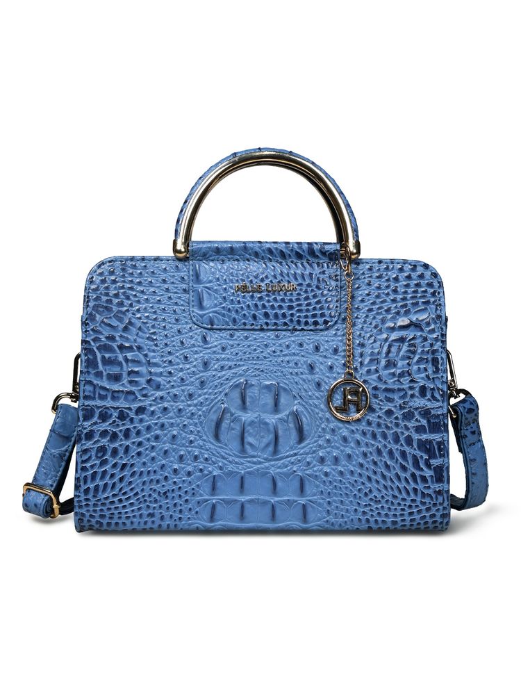 Pelle Luxur Women'S Royal Airforce Blue Premium Pu Medium Satchel Bag-picture-11