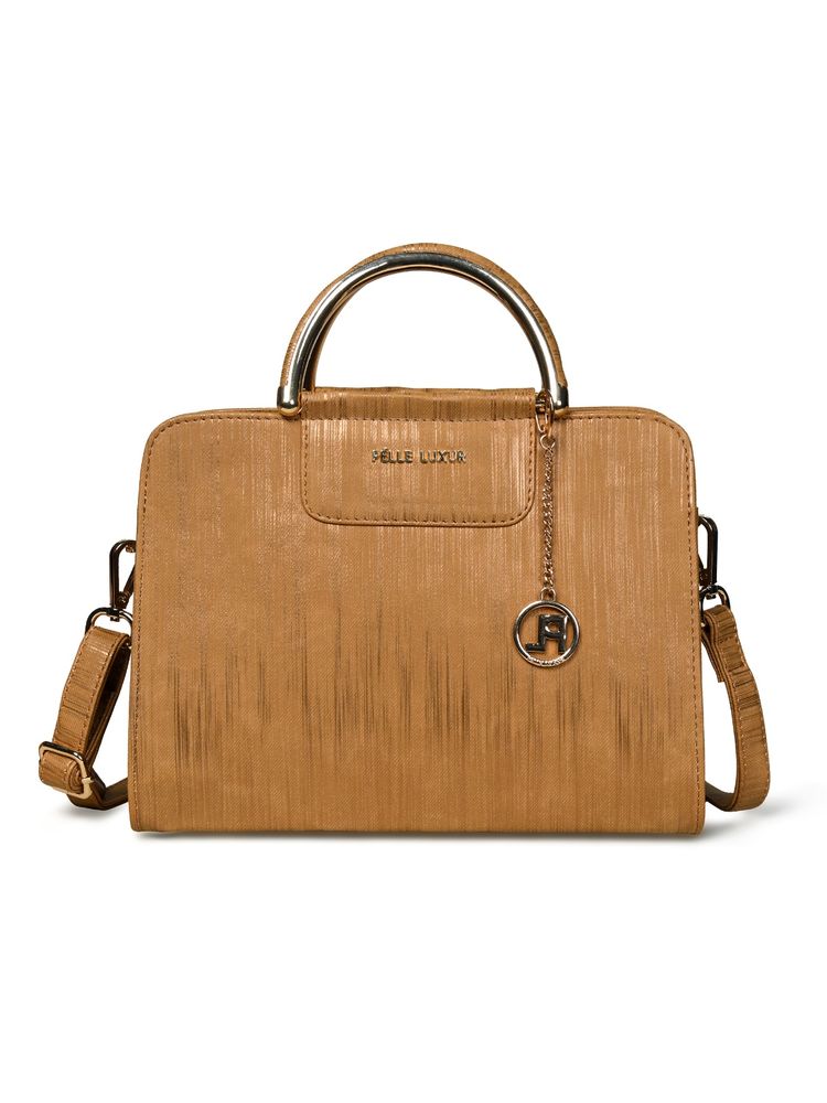 Pelle Luxur Women'S Mid Brown Premium Pu Medium Satchel Bag-image-32
