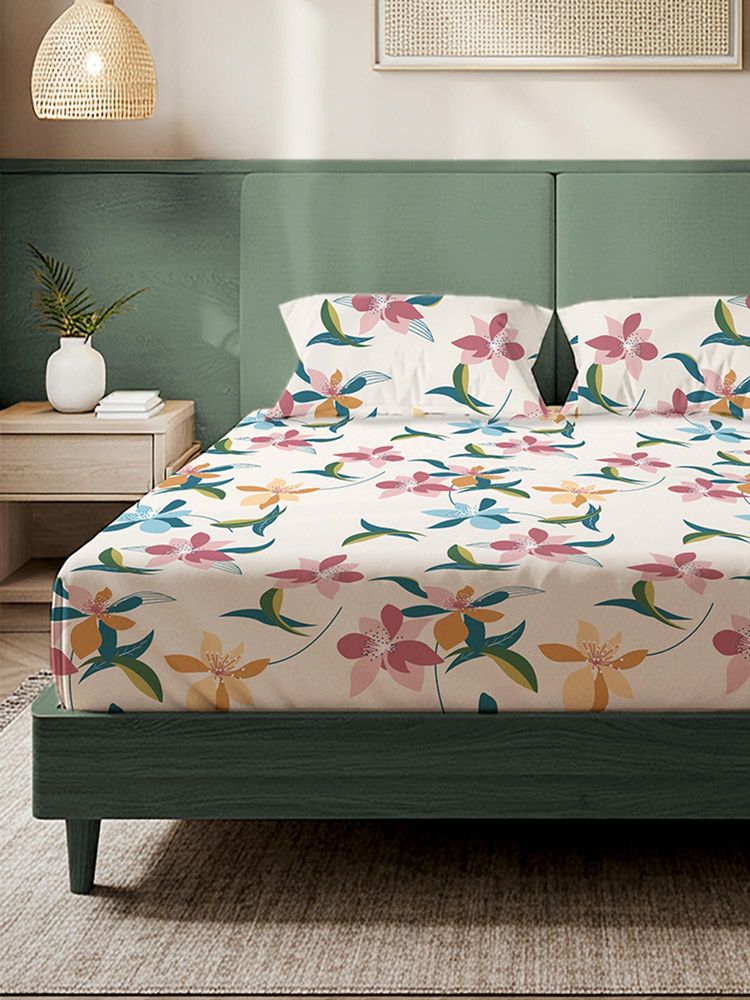 Urban Space Bloomingdale Microfiber 200 TC Bedsheet with Pillow covers-picture-25