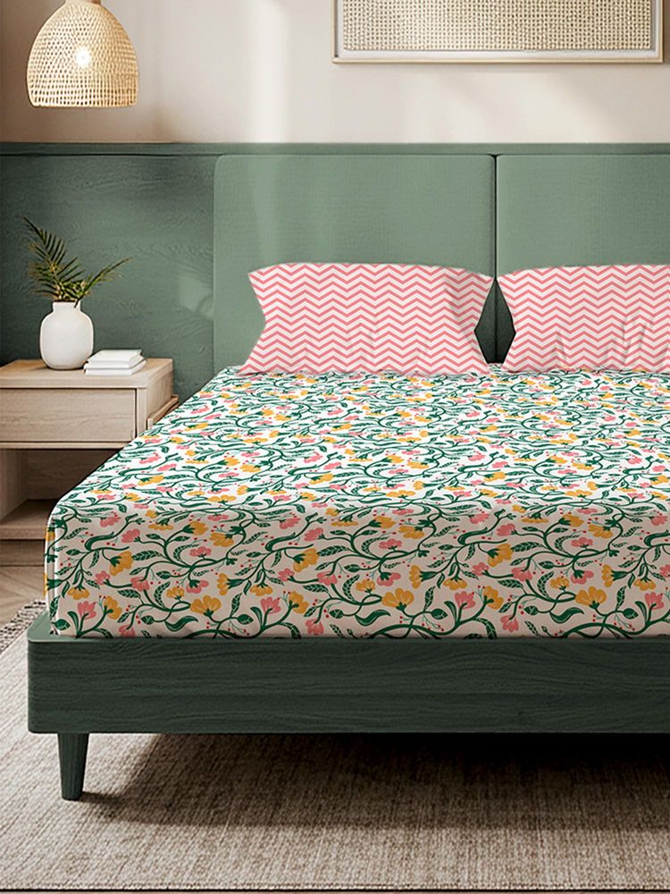 Urban Space Kashmir Microfiber 200 TC Bedsheet with Pillow covers-picture-40