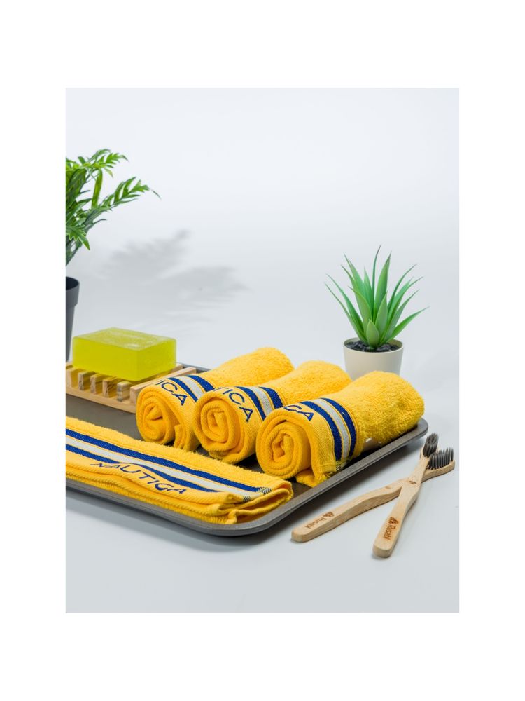 nautica accessories Nautica Super Soft Zero Twist 100% Cotton Towel -4Pc Face Towel Solid-Yellow-picture-16