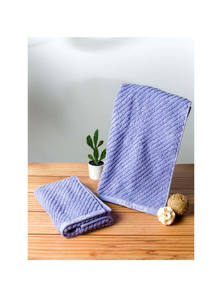 Nautica Fluffy Zero Twist 100% Cotton Towel -2Pc Hand Towel Solid-Grapemist-image-10