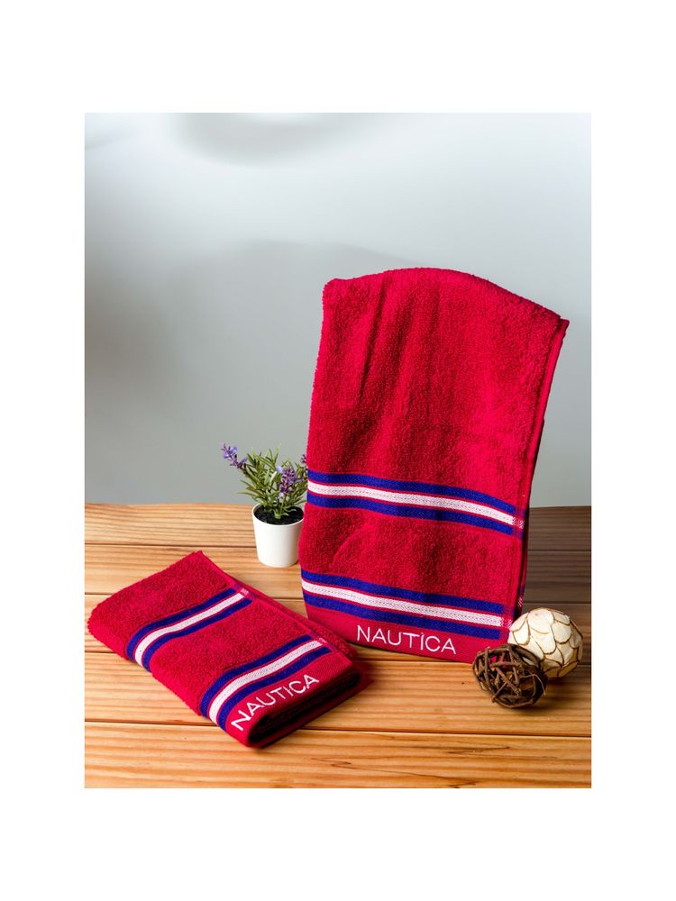 Nautica Super Soft Zero Twist 100% Cotton Towel -2Pc Hand Towel Solid-Burgundy-image-7