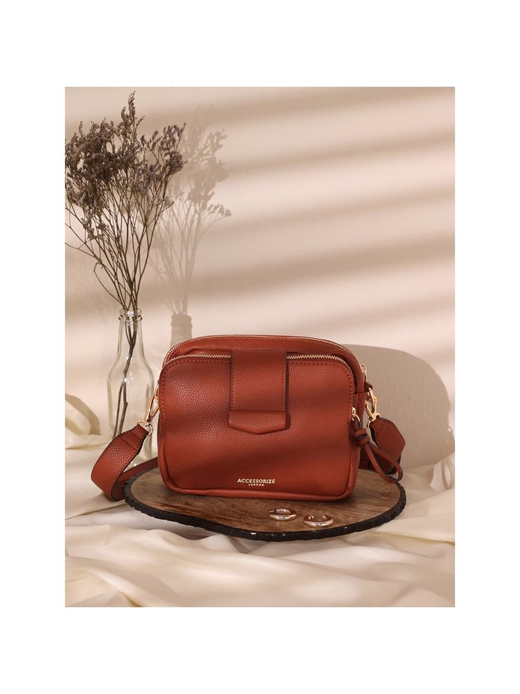 Accessorize London Women's Rust Functional Sling Bag (M)-image-18