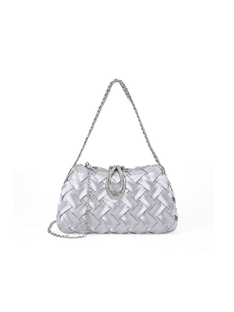 Akiki London Women Sutton Flap Clutch With Detachable Strap -Silver (S)-image-1