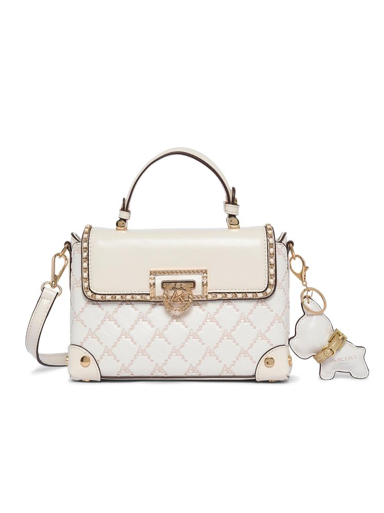 Akiki London Women Harrow Box Handbag With Detachable Strap & Charm -White (S)-image-37