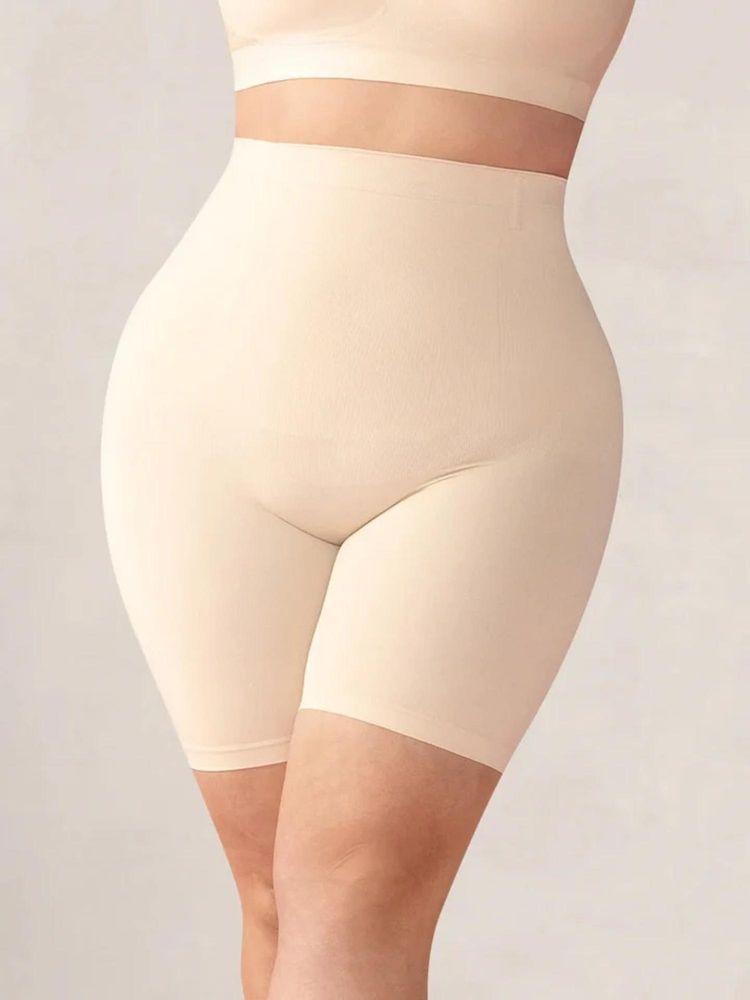 Shop The Edit Beige All Day Wear High-Waisted Tummy Control Shorts-picture-26