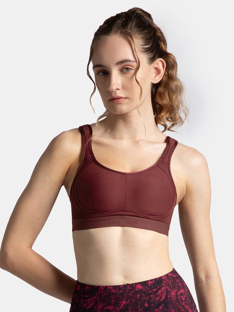 Jockey MI11 Wire free Plus Size Microfiber Elastane Active Wear Sports Bra-Tawny Port-image-0