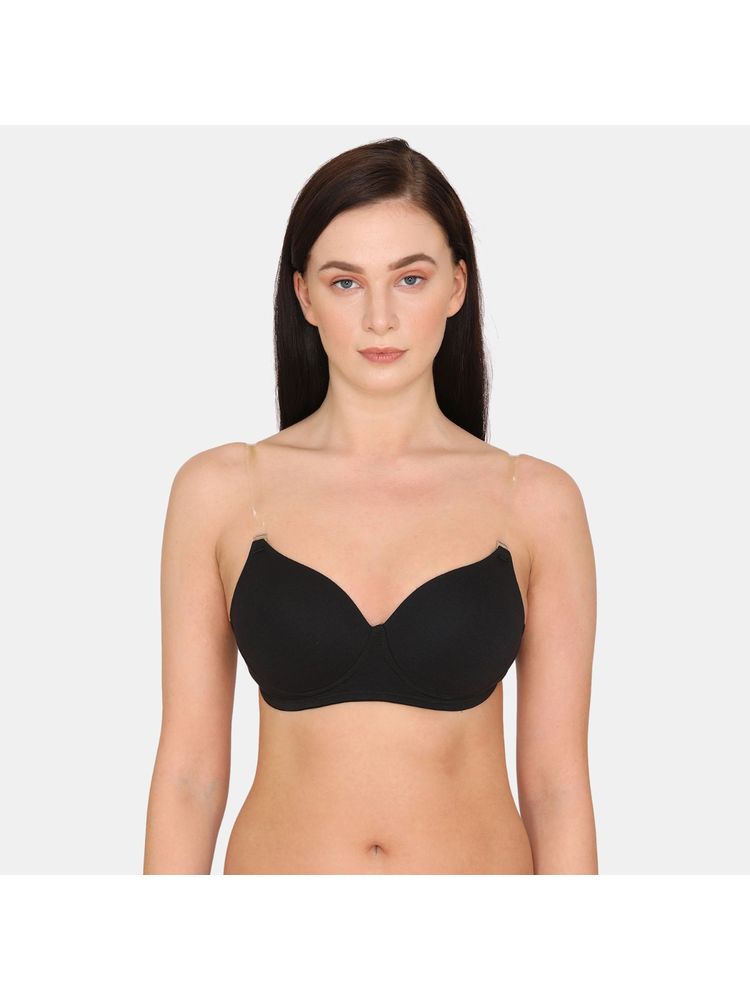 Zivame Beautiful Basics Padded Non Wired 3-4th Coverage Backless Bra - Black