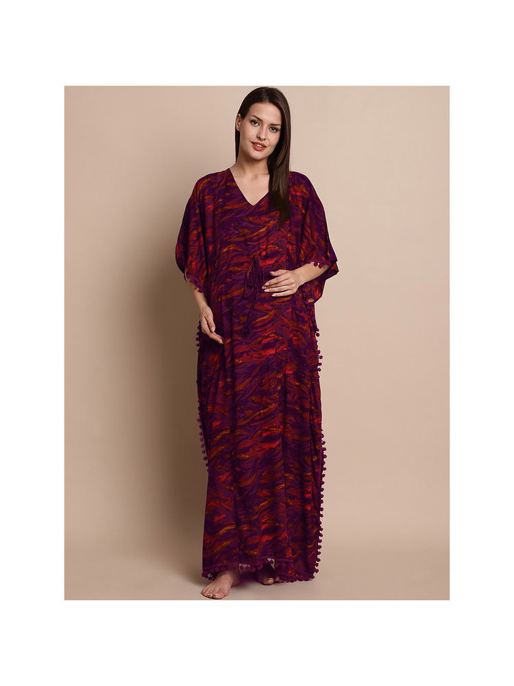 Secret Wish Purple Printed Maternity Kaftan-picture-41