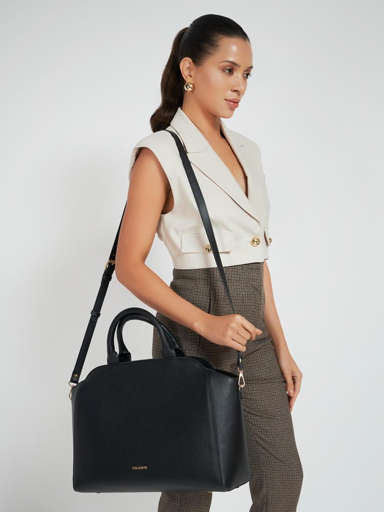 THE GUSTO Denice Tote Bag with Detachable Strap - Black (S)-image-44