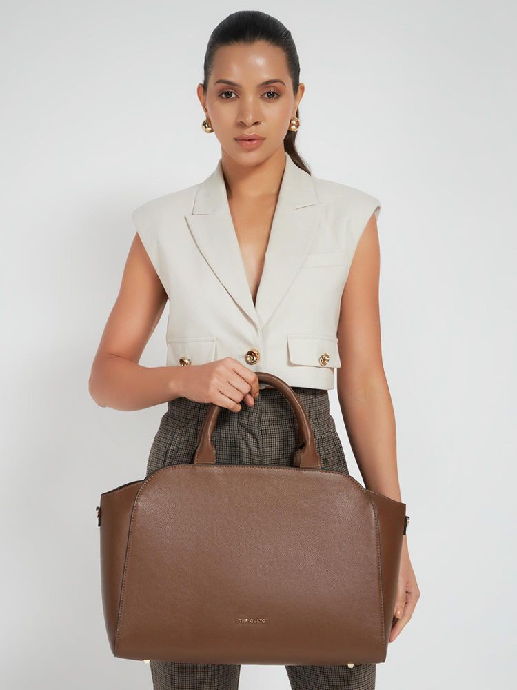 THE GUSTO Denice Tote Bag with Detachable Strap- Coffee Brown (S)-picture-11
