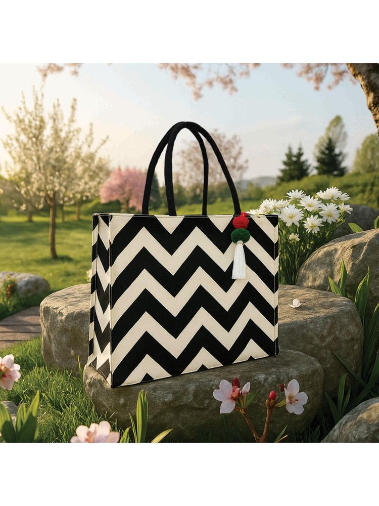 Earth Bags Bold And Breezy Chevron Canvas Carryall Tote Bag-picture-26