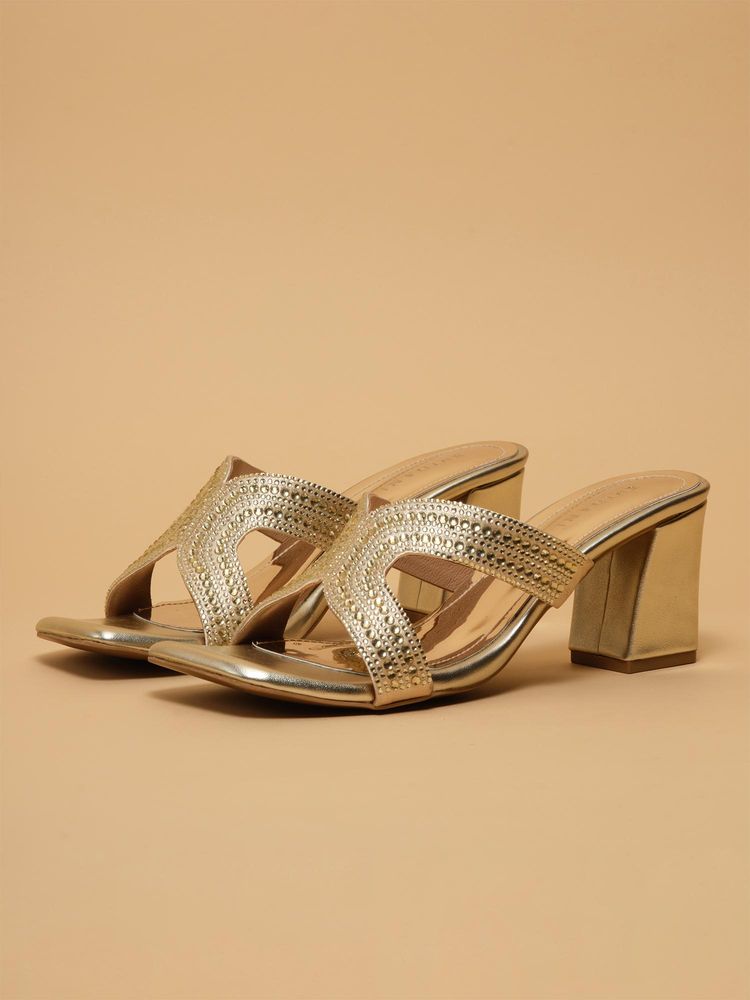 Eridani Women Donna Gold Embellished Heels-image-13