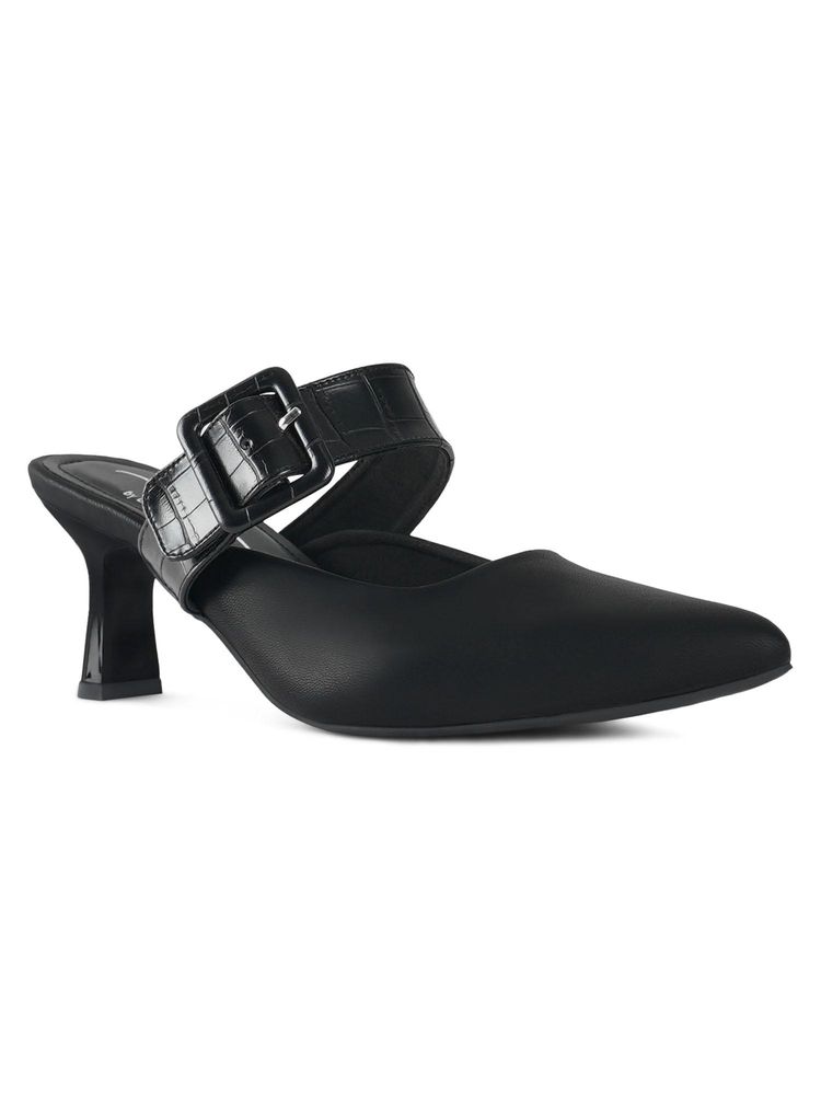 London Rag Women Croco Buckle Strap Detail Black Sandal Heels-image-37