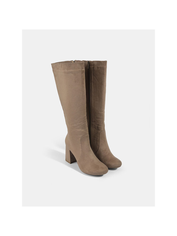Lemon & Pepper Beige Chic Long Block Heel Boots-picture-20