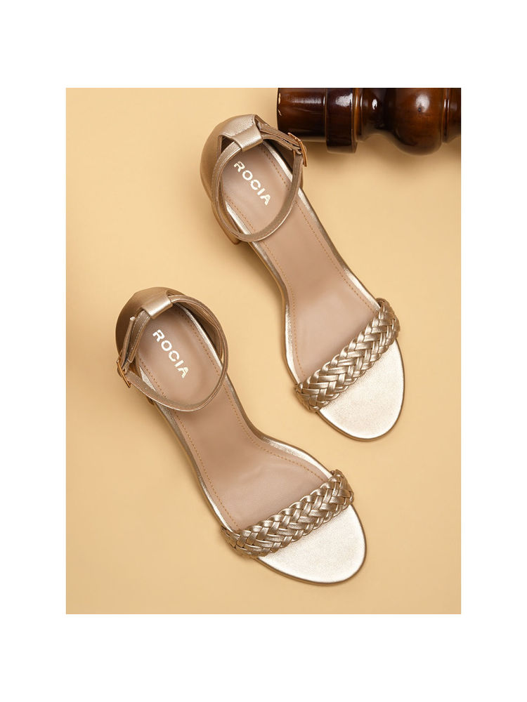 ROCIA By Regal Gold Women Braided Counter Back Sandals-image-37