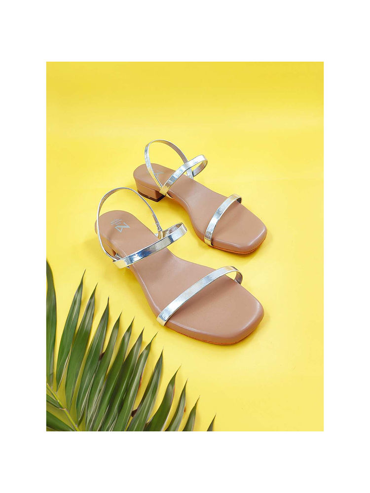 The Madras Trunk Silver Kadal Block Heels Sandals-image-18