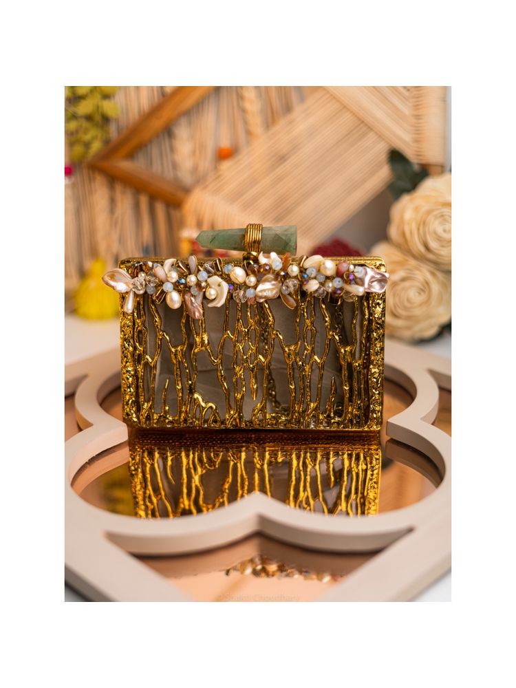 NR BY NIDHI RATHI Gold Embellished Party Clutch-picture-25