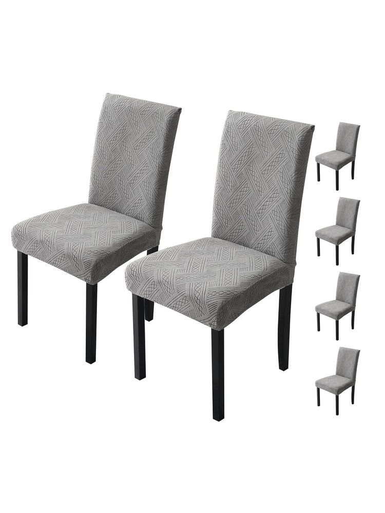 House of Quirk Chair Cover Removable Washable Short Dining Seat Slipcover - Dark Grey (Pack of 6)-picture-27