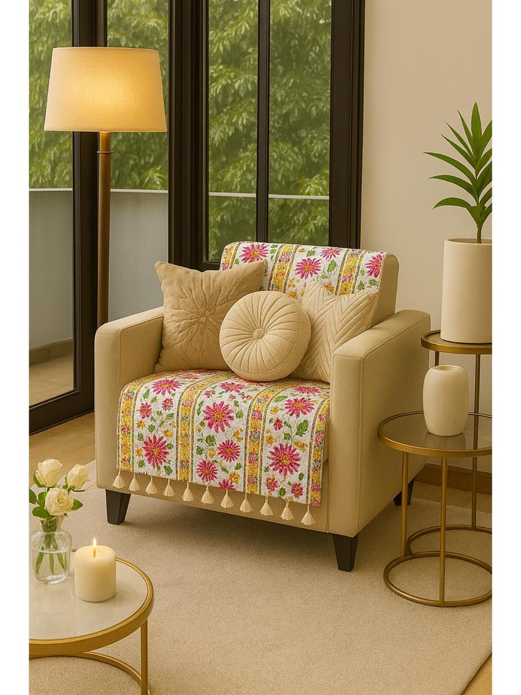 THROW PILLOW Mustard Ambergeo Printed With Tassels Sofa Cover -1Pc-picture-28